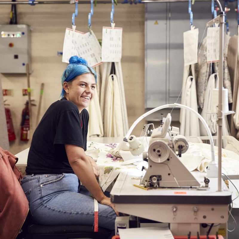 Person at sewing station