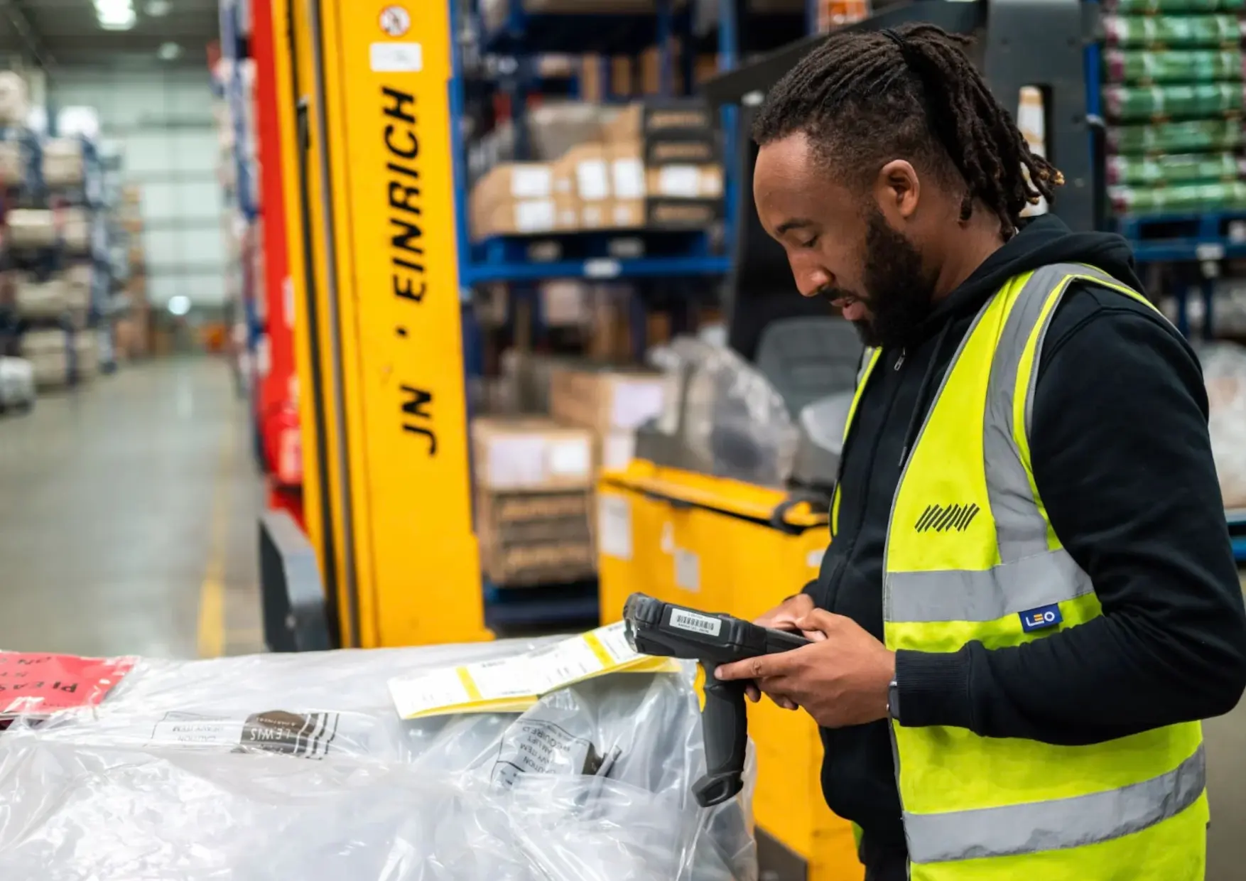 Man checking delivery