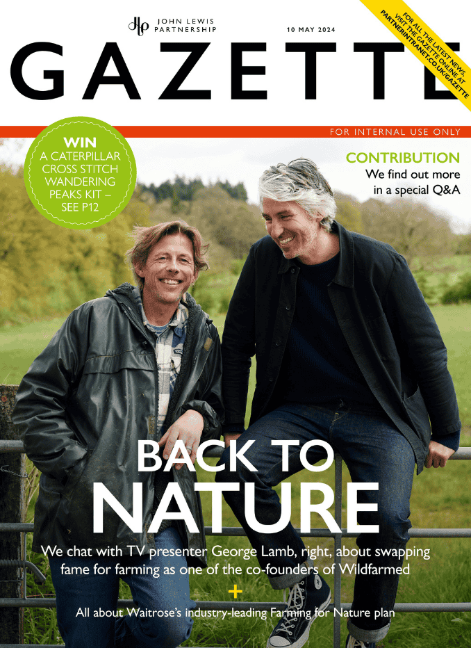 John Lewis Gazette cover "back to nature", featuring George Lamb